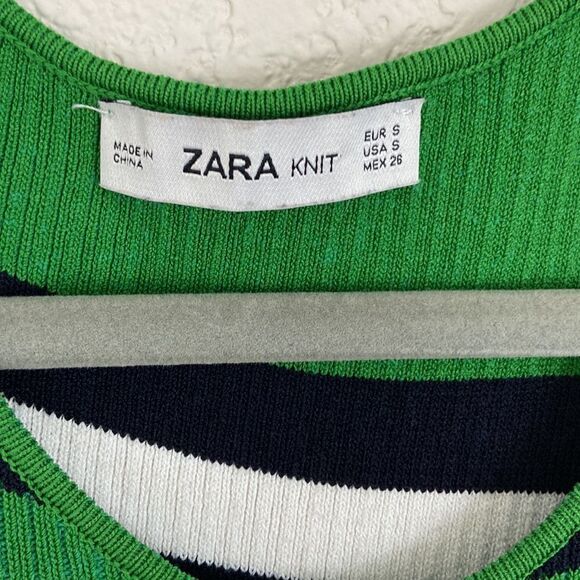 Zara Knit Full Length Striped Side Slit Dress size Small - Picture 6 of 7